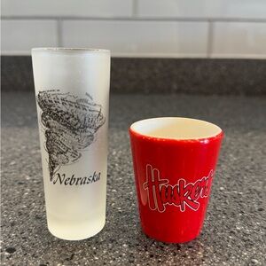 Nebraska Shot Glass Set - Frosted and Red